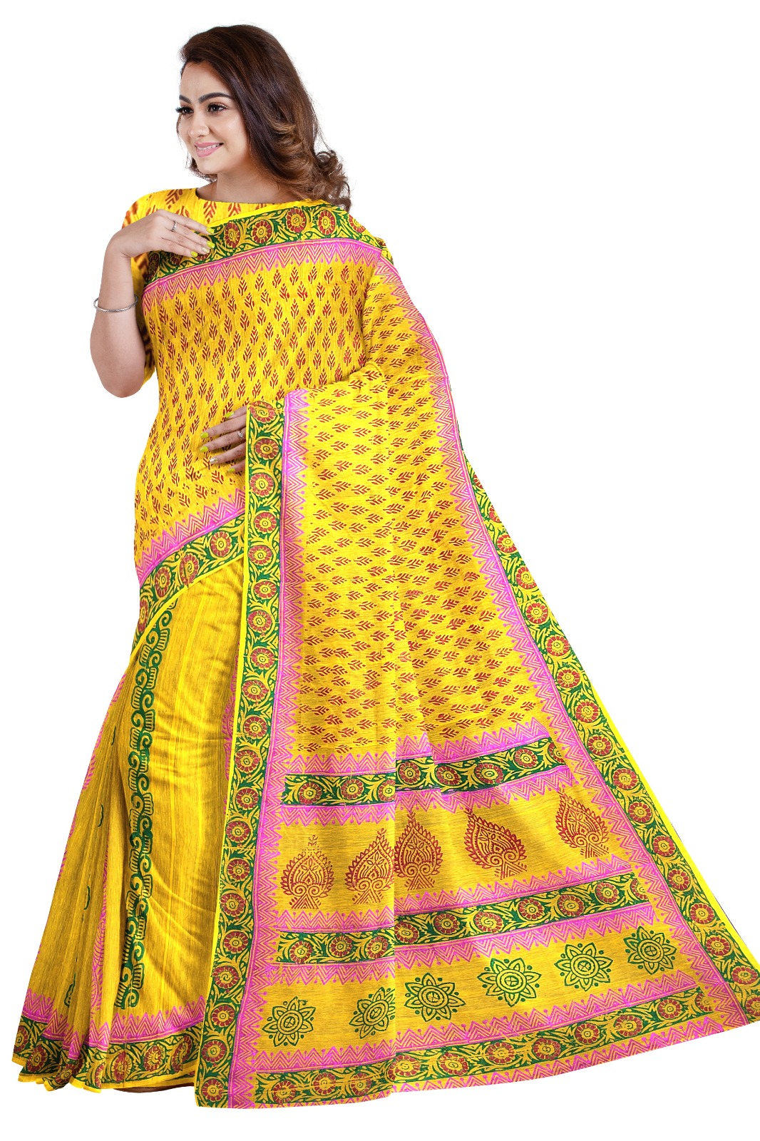 Trendy & Exclusive Tangail Tat Multicolor Cotton Saree (Sharee) - Classic Charm with Running Blouse Piece for Women - Best Quality & Fashionable Shari