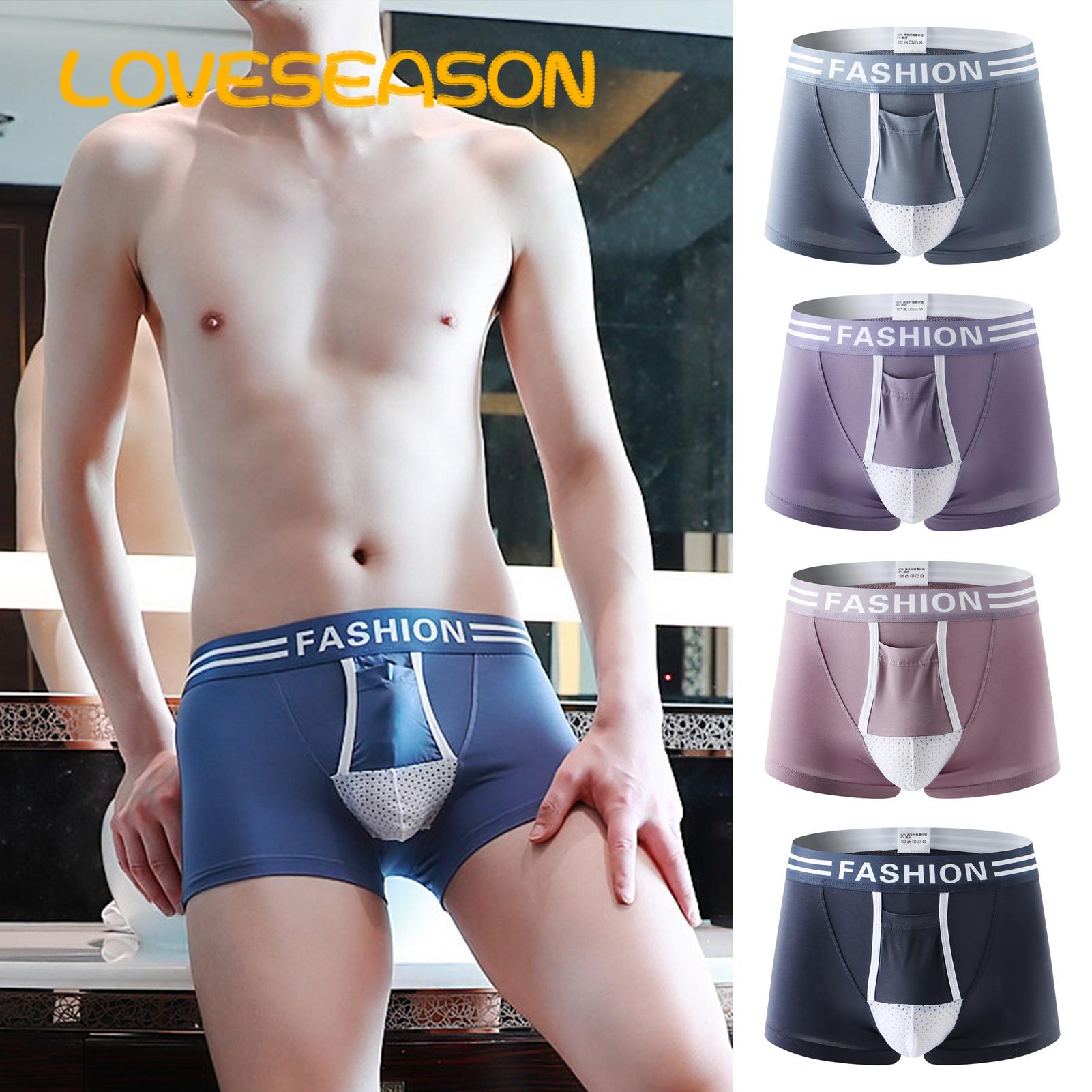 Men Separate Pouch Underwear Comfortable Men's Boxer Briefs with 3d U-convex Support Moisture-wicking Colorful Patchwork Design Ideal Underwear for Boxer Briefs with Ball Pockets. 