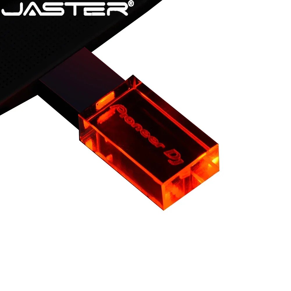 JASTER Crystal Pen Drive 128GB Free Custom Logo Memory Stick 64GB Will Emit Light USB Flash Drive 32GB Creative Pendrive 16GB. 