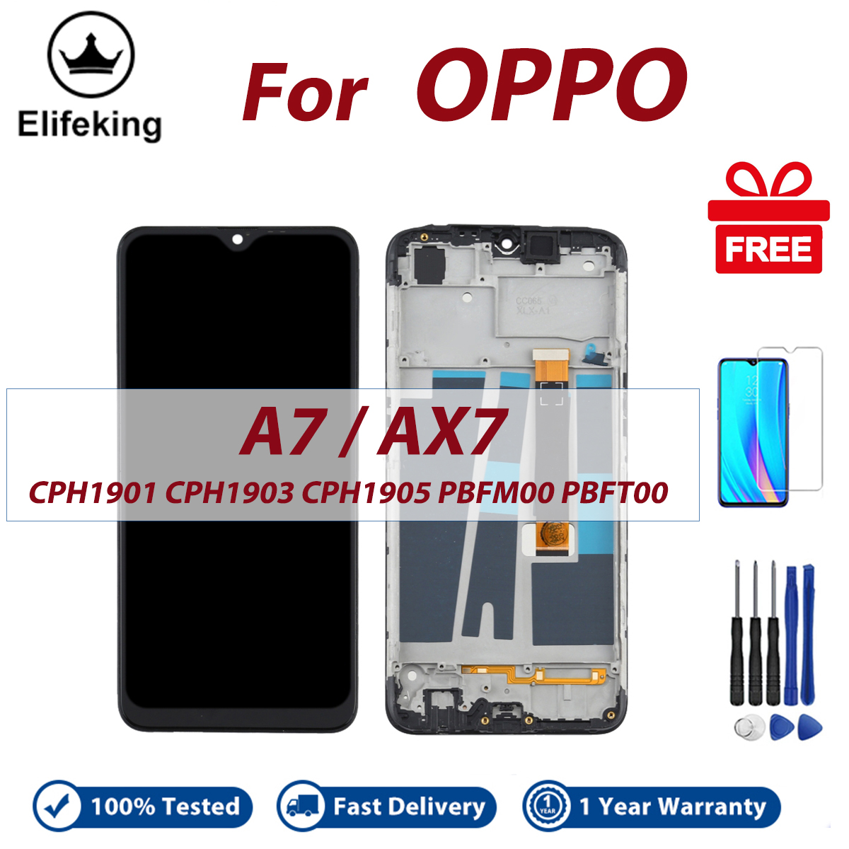LCD With Frame For OPPO A7 AX7 CPH1901 CPH1903 CPH1905 Display Touch Screen Digitizer Assembly Replacement Parts