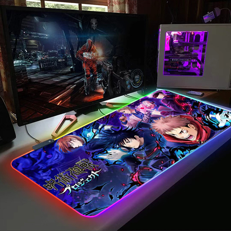 Luminous mouse pad, oversized RGB gaming keyboard pad, thickened office desk pad, LED dazzling large size. 