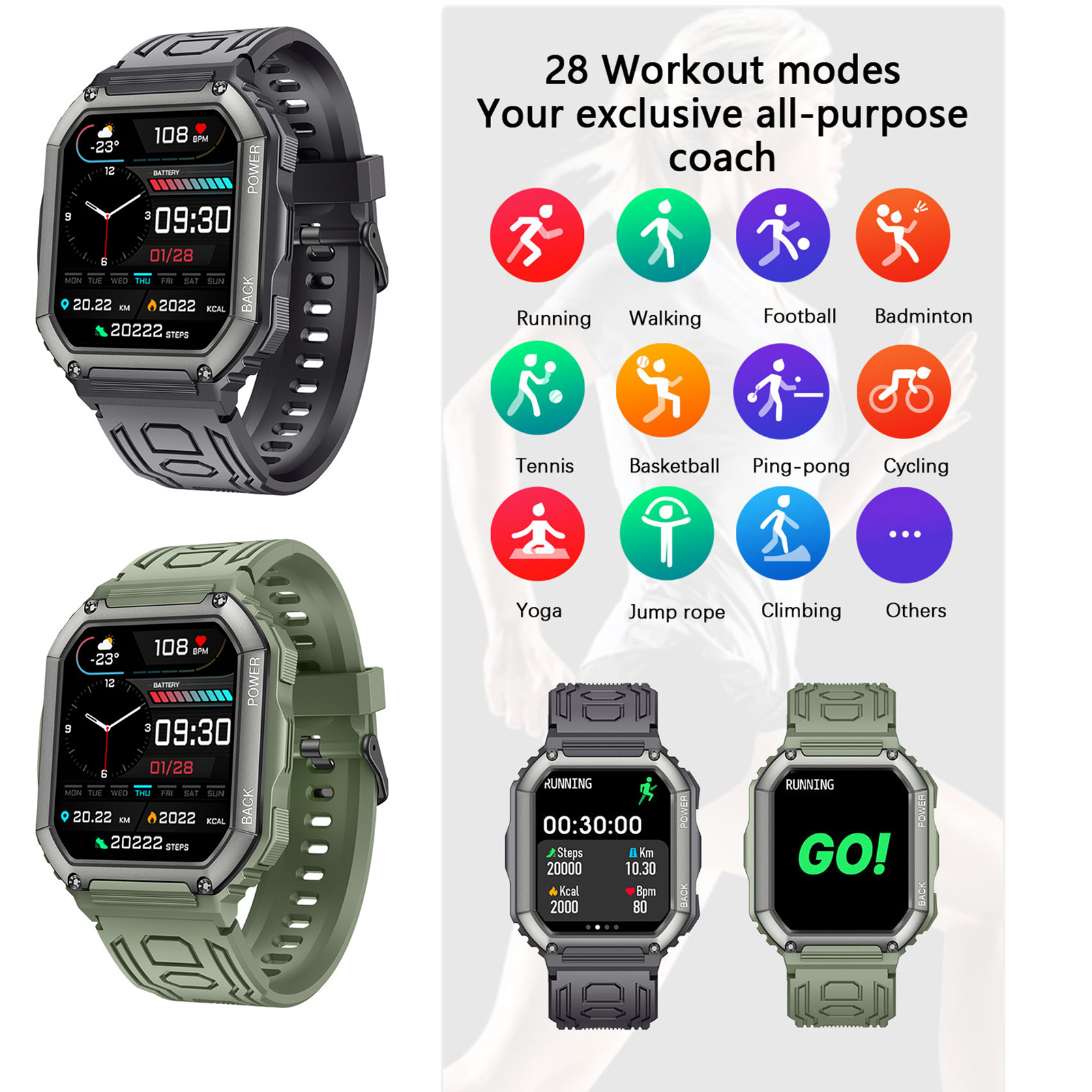 KR06 Dafit Sports Smart Watch Large Screen Multifunctional Low Power Consumption More Than 123 Sport Modes Electronic Watch Daily Life. 