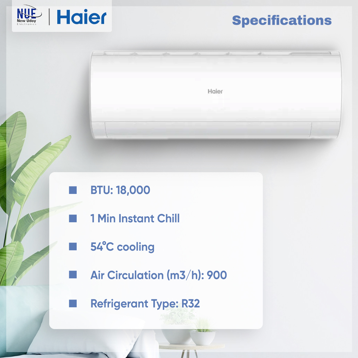 Haier 1.5 Ton Non-Inverter TurboCool AC - HSU-18TurboCool: (Fix Pro). 