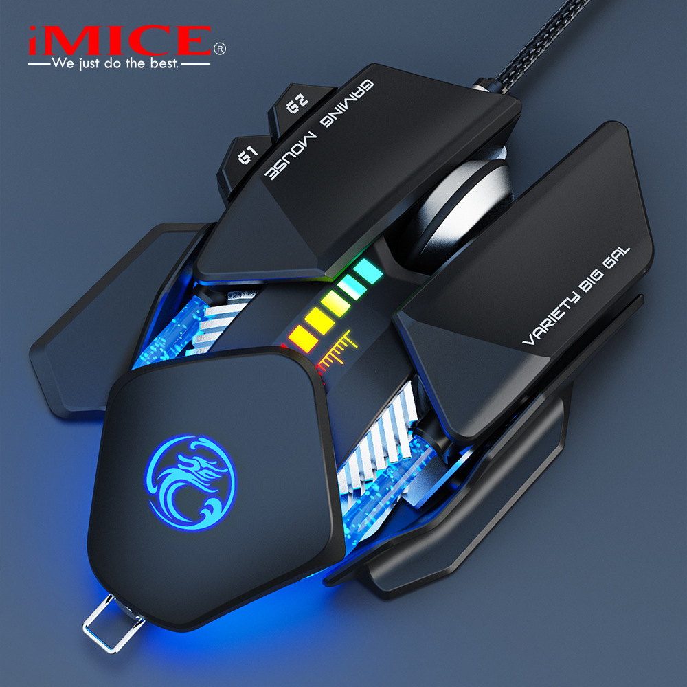 IMICE Wired RGB Gaming Mouse LOL Macro Definition Adjustable Body Water Cooled Mechanical Mouse T93. 