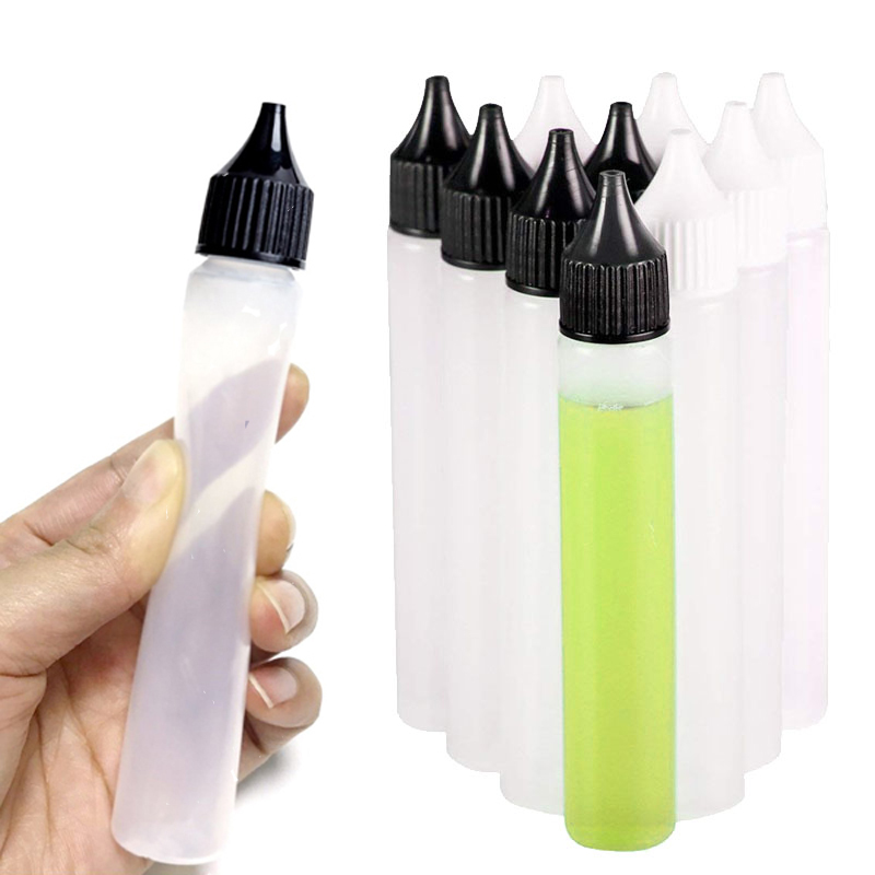 10pcs 30ml Plastic Dropper Bottle With Ecig Liquid Bottle Empty Long Slim Bottle Pen Shape Bottle