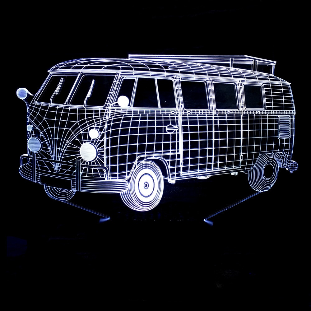 【VisioN Shop】Bus Fish Acrylic Panel 3D LED Lamp Aniful Morden Gifts Transparent Acrylic Design Not include the Base. 