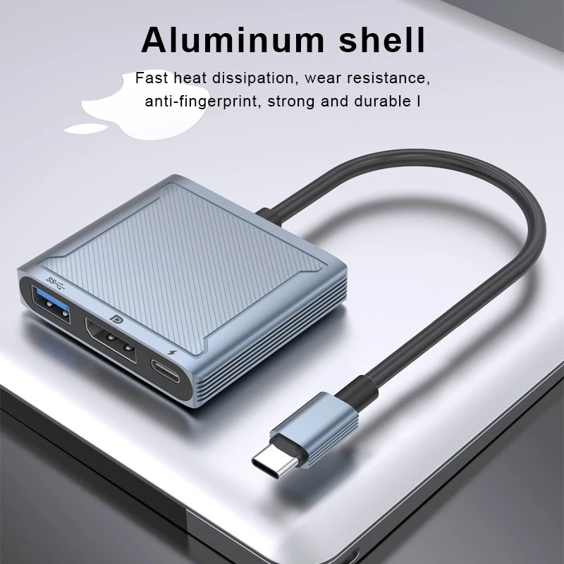 8K 60Hz DP 3 in 1 Hub Adapter USB C to Displayport 4K@120 Type C PD 100W Charge Extender Display Port HUB For MacBook Air Pro. 