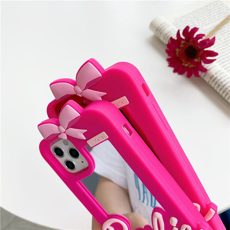 New 3D Barbie Mirror iPhone 11 Protective Cartoon Silicone Apple Phone Case Suitable. 