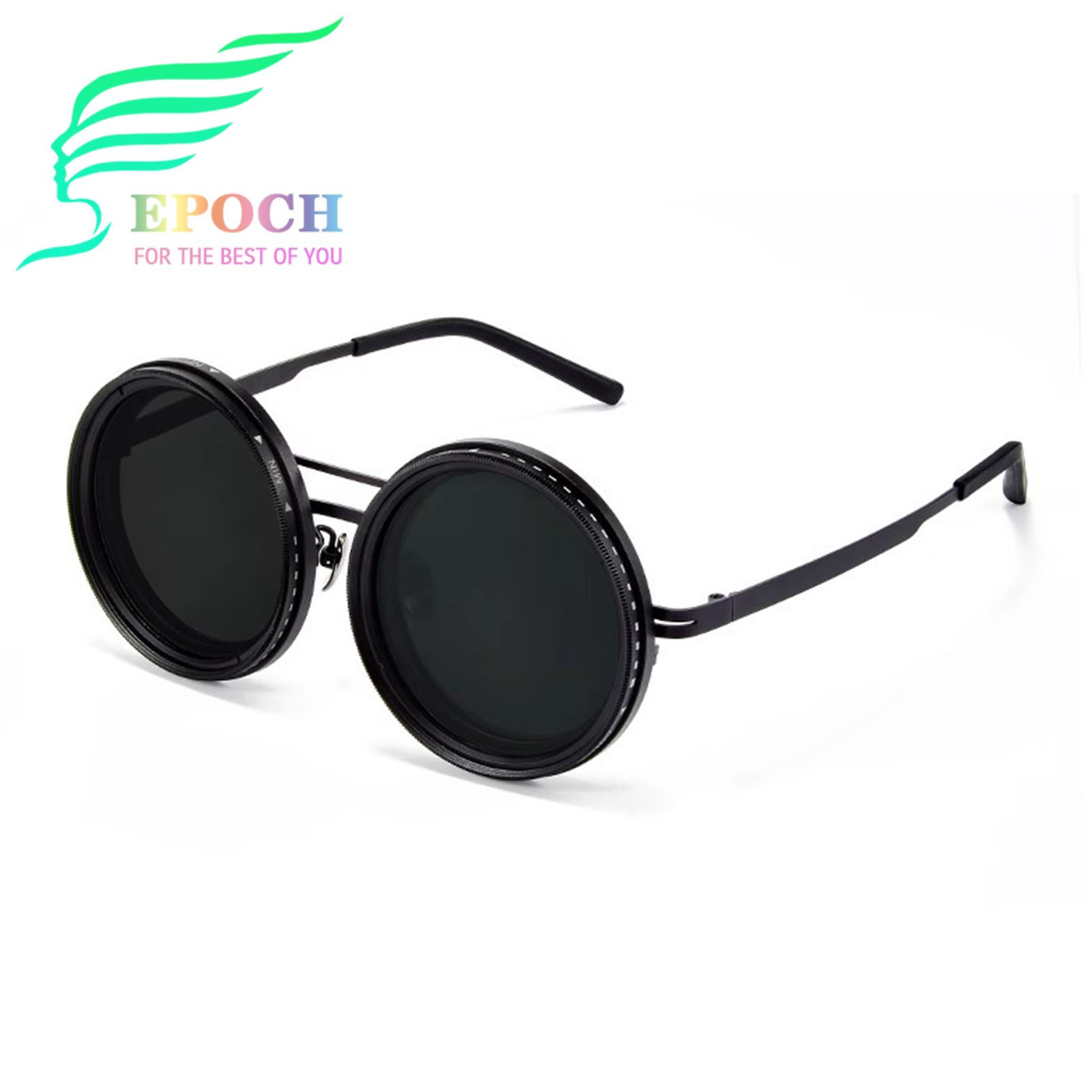 Epoch Circularly Polarized Sunglasses Adjustable Nd Filter Sunglasses Polarized Round Glasses with Blue Light Blocking for Travel Photography Work 1-9 Gears Adjustable Nd Filter Eyewear