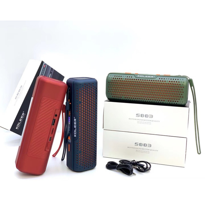 KOLEER S883 Bluetooth, AUX, USB & SD Card Supported Hi-Fi Sound Deep Bass Wireless Speaker With FM Radio. 