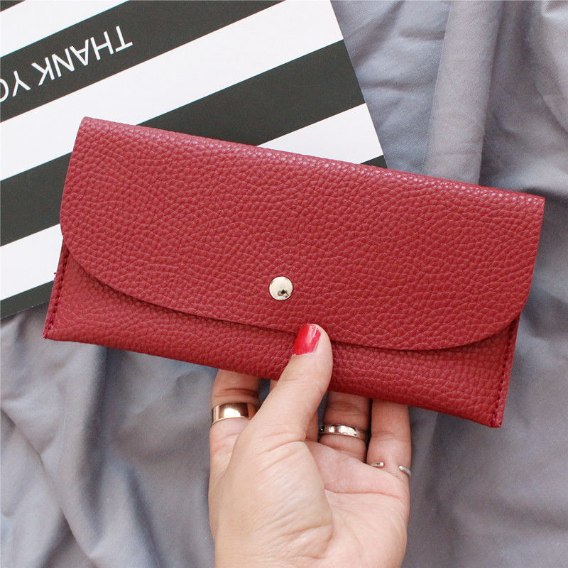 Wholesale 2024 New Fashion Ladies Wallet Lychee Pattern Simple Thin Long Clutch Card Bag Fashion