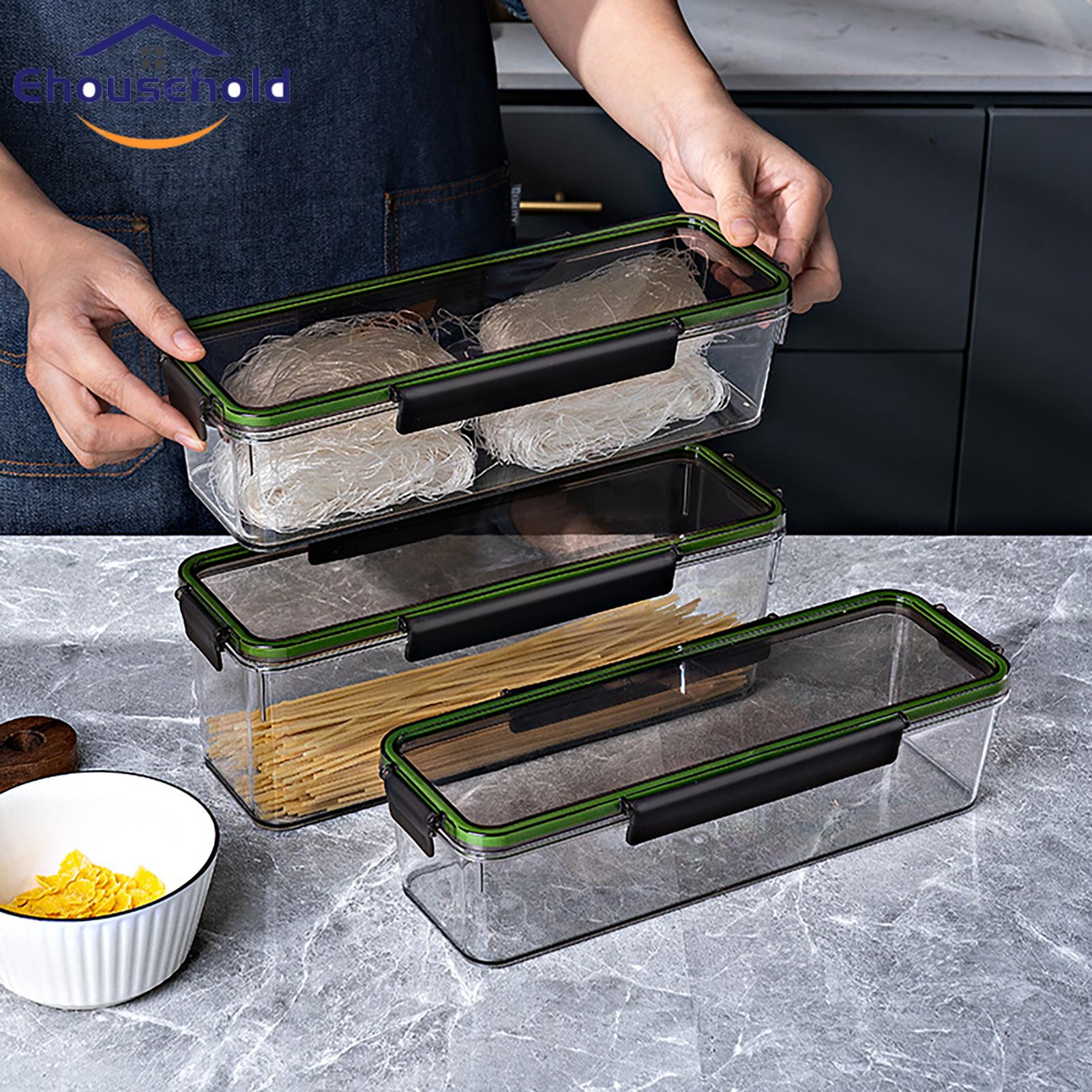 Moisture-proof Food Box Large Capacity Rectangular Pasta Storage Box with Moisture-proof Seal Visible Design Food Container for Noodle Storage Container. 