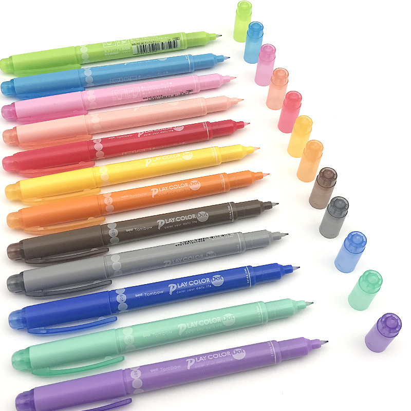 Japan Tombow Dragonfly Double Ended Watercolor Pen WS-PD Highlighter Creative Round Head Fine Tip Marker. 