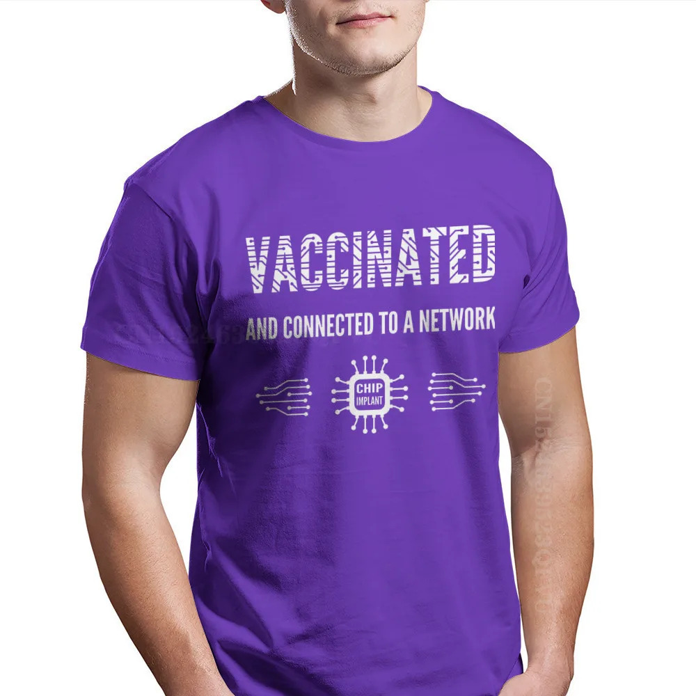 Vaccinated Connected To A Network Men Tshirts Vaccine Meme Retro Tops Fabric Men T Shirts Funny Top Quality Father's Day. 