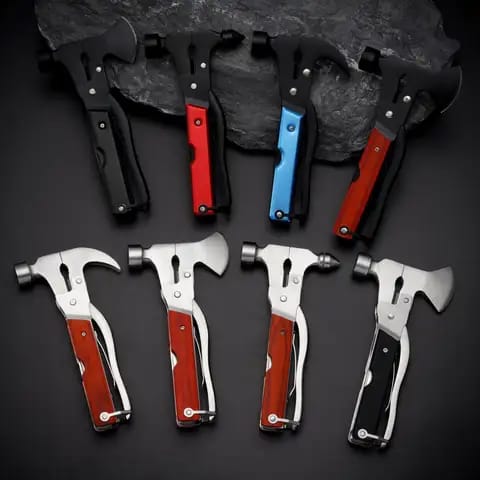 14 in 1 Multi Functional Multi tool Stainless Steel and Wooden Claw Hammer and Axe