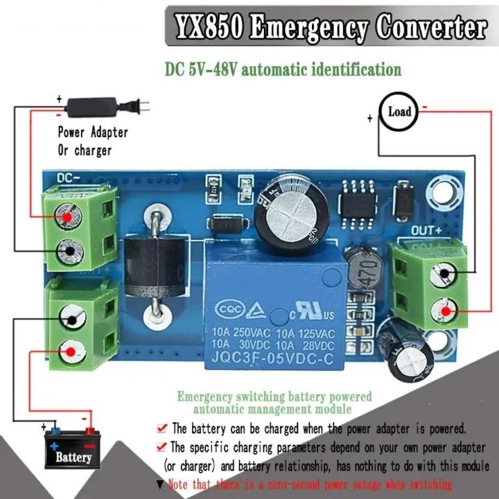 YX850 Power failure automatic standby Battery module 5V-48V universal converter JY-850 Circuit Module. 