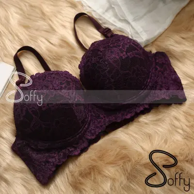 Soffy Soft Purple Comfortable Foam Lace Pushup Paded Cup Bra for Sexy Women  and Girls - Bra S