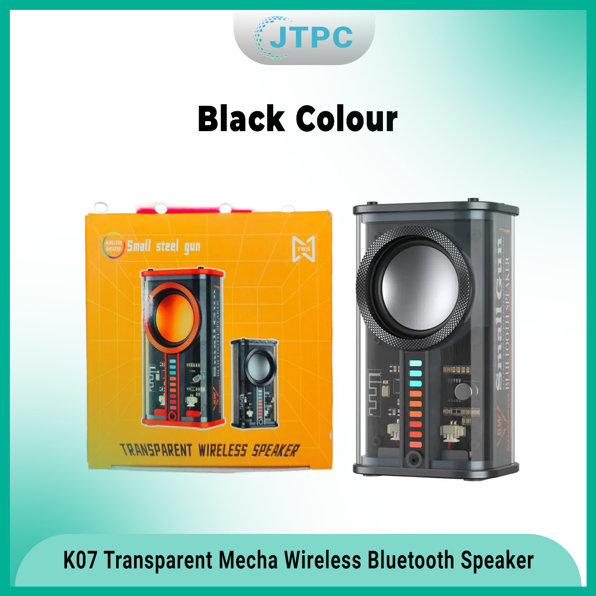 K07 Transparent Mecha Wireless Smart Bluetooth Speaker Sound Light Rhythm Subwoofer TWS Stereo Cyberpunk Music Center Hands-Free Call