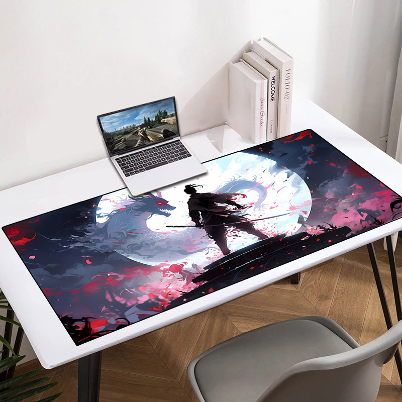 Moon Samurai Xxl Mouse Pad 900x400 Non-slip Rubber Keyboard Gaming Mats Playmat Deskpad Computer and Office Mousepad Anime Gamer. 