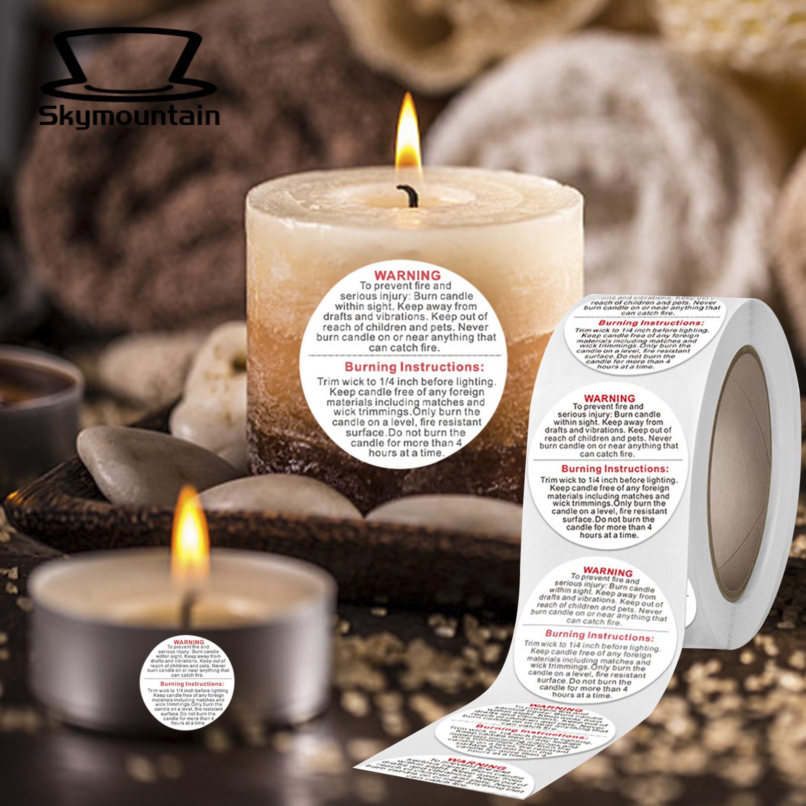 Skymountain Candle Warning Labels Convenient Clamshell DIY Candle Stickers. 