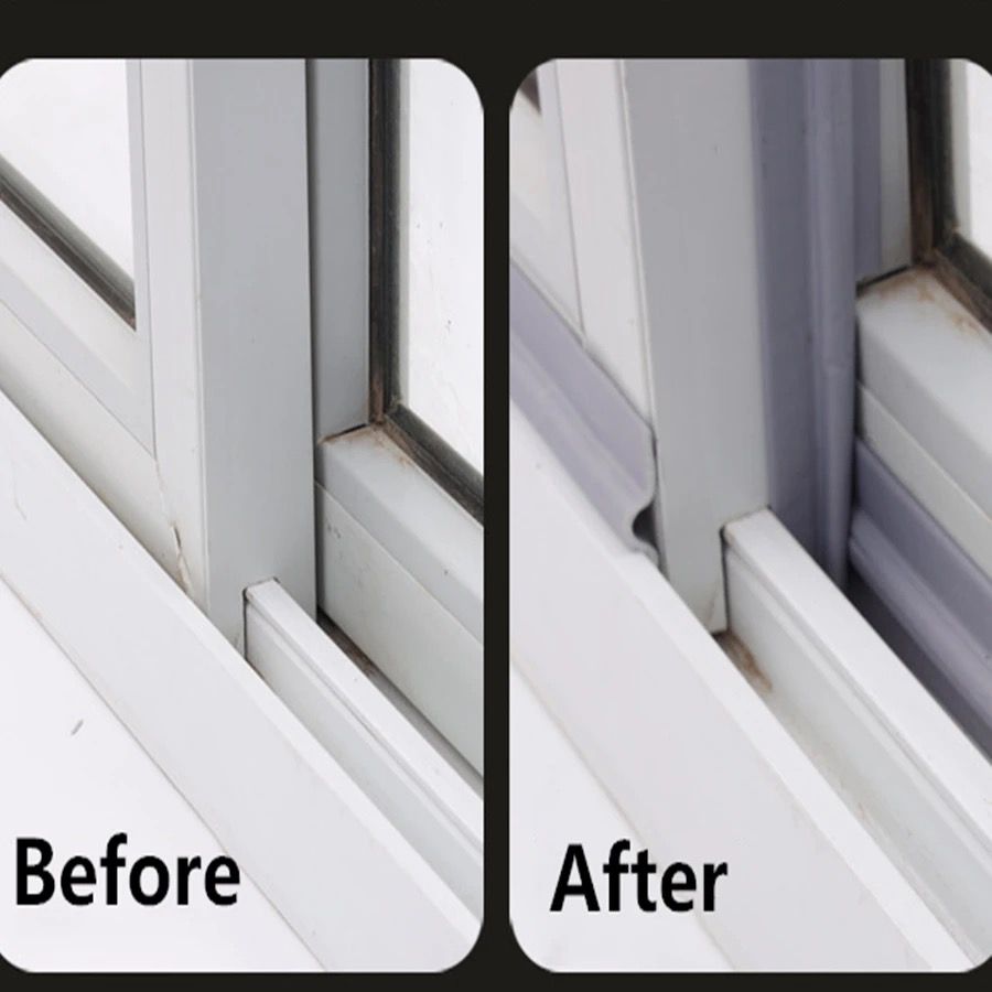 Window Seal Tape, Self-adhesive gap sealer, Windproof Foam Door Dust Stopper Rubber Strip for Sliding Windows 2Meter. 