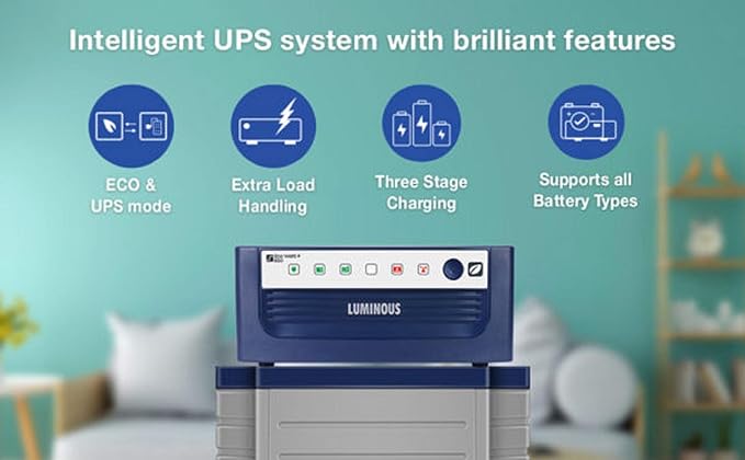 LUMINOUS IPS UPS MACHINE ECO WATT NEO 700 MODEL 500 WATT FOR SINGLE BATTERY SUITABLE FOR 3 FAN 6 LIGHTS. 