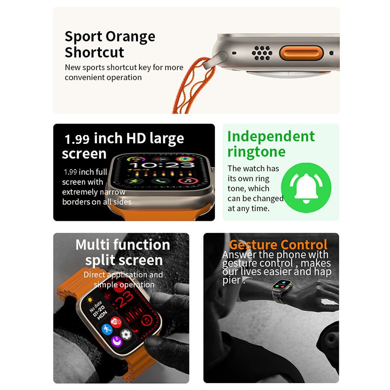 NEW Ultra 2 Smart Watch Men Sports Smartwatch Bluetooth  Call Magnetic Charging Watch 49mm Large Screen Smartwatch. 