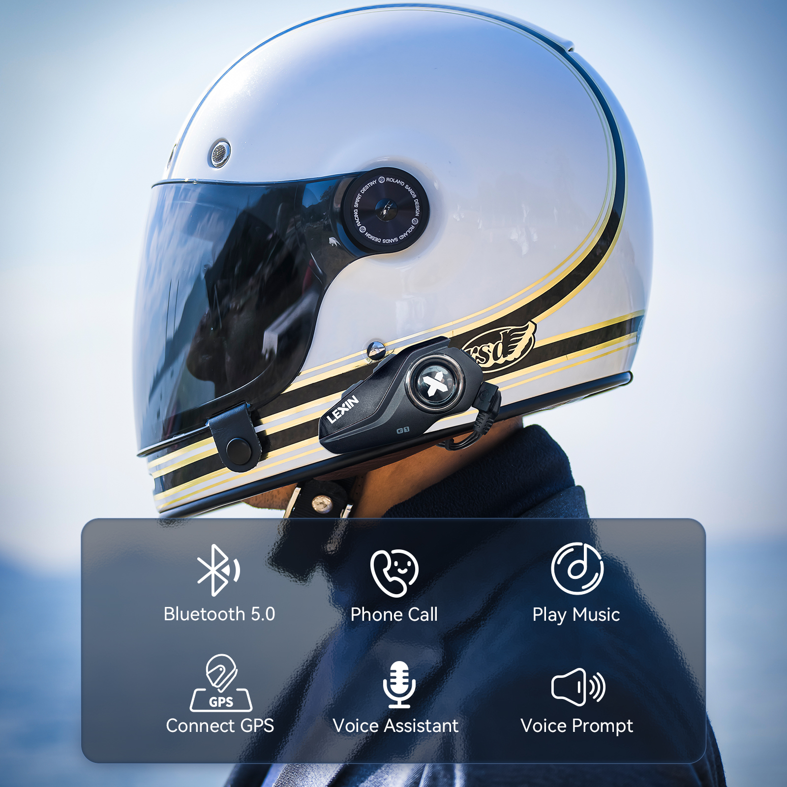 2024 New Lexin G1 Motorcycle bluetooth headsets for helmet,Bluetooth 5.0,High Definition Speakers ,Sound quality upgrade. 