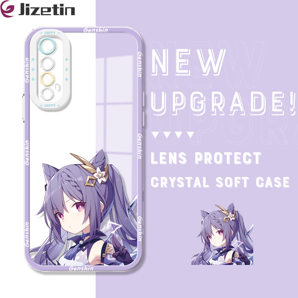 Jizetin for Realme 7 / Narzo 20 Pro Back Cover Crystal Transparent Genshin Impact For Girls Soft Full Camera Cover Protection Phone Cases