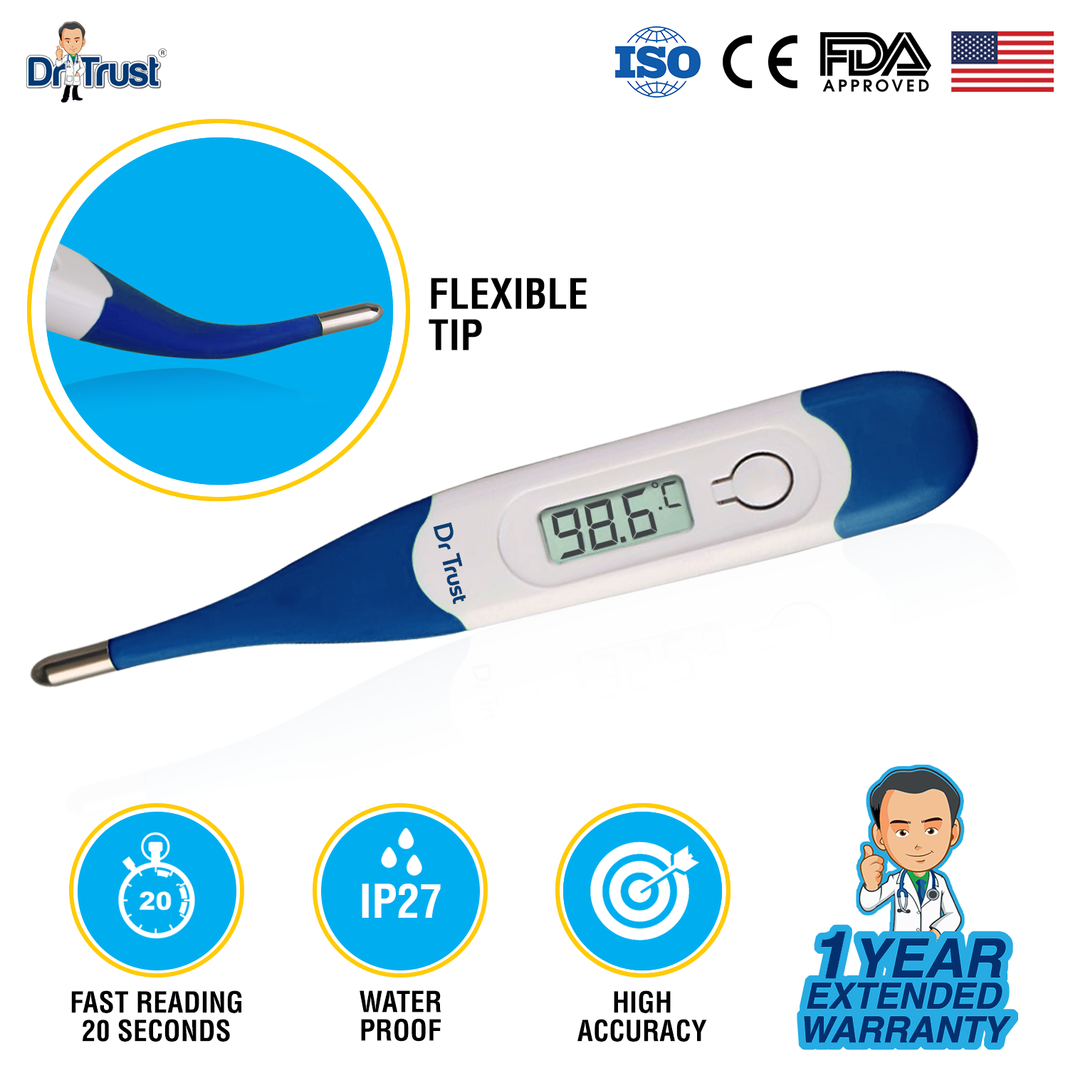 Digital Flexible Thermometer Tester for Baby Children Adult, Easy Accurate Quickly Rustle with Sound Beep, ?????? ????????? ?? ???? ????? ??????? ???????????
