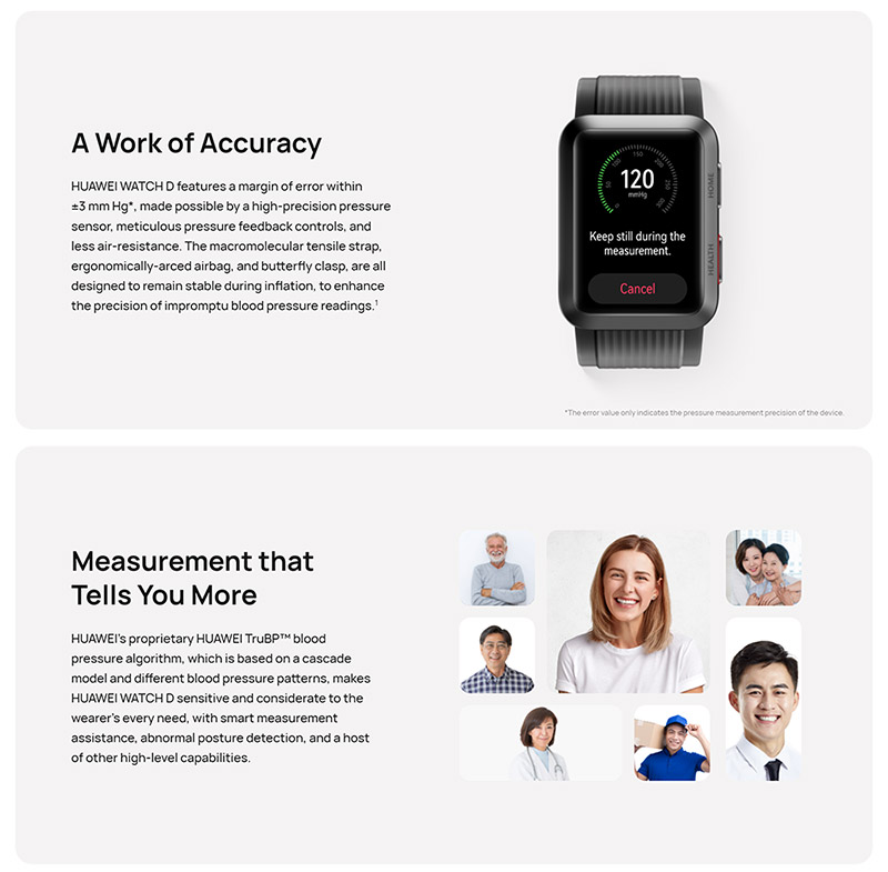 Original Huawei WATCH D Wrist ECG Blood Pressure Recorder Intelligent Blood  Pressure Measurement Health Monitor Sport Bracelet