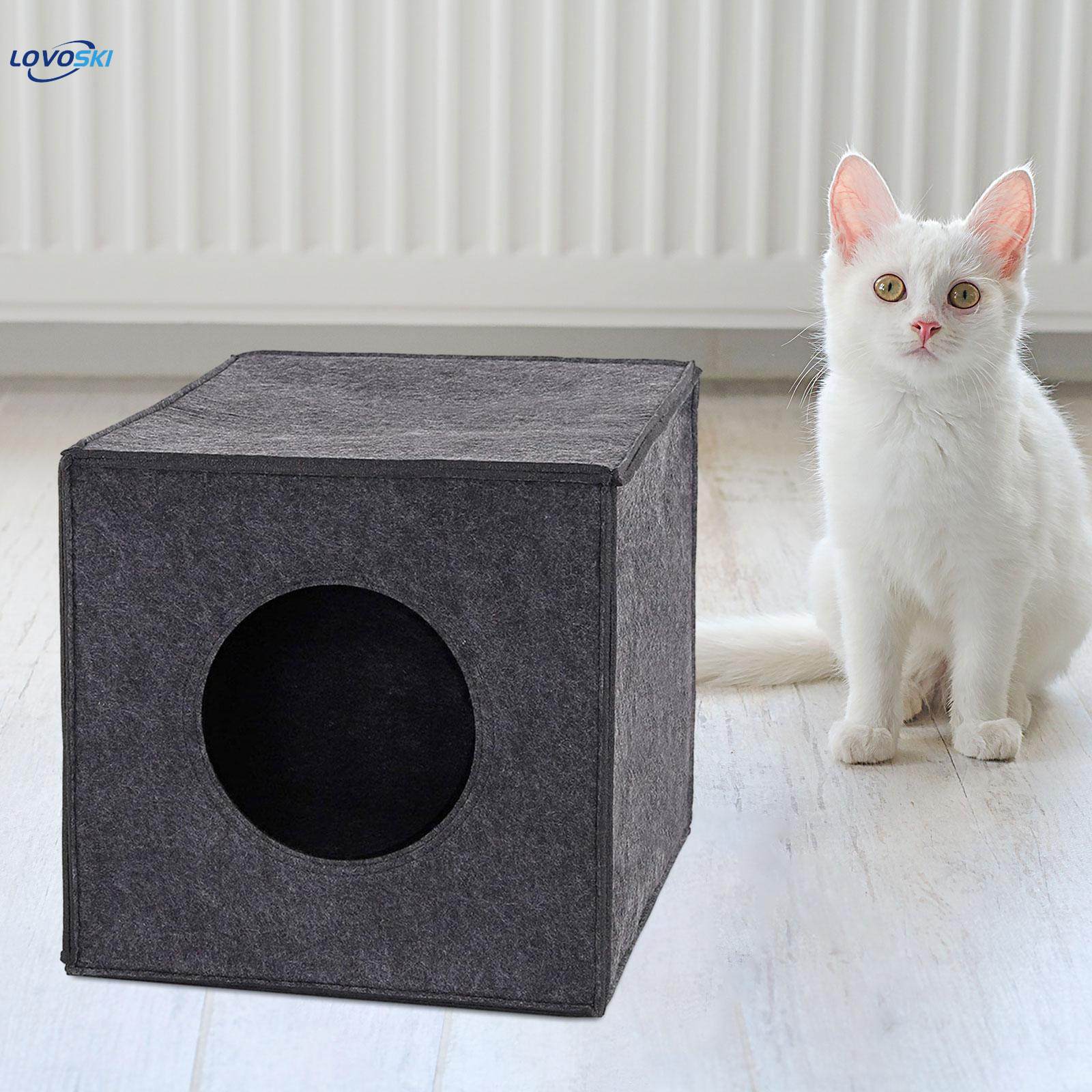 Cave Autumn Winter Soft Kennel Sleeping Cat Hideout for Puppy Cats Dog black. 