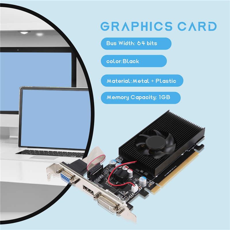 GT210 1GB DDR2 64Bit Graphics Card PCIE 2.0 GPU HDMI-Compatible. 
