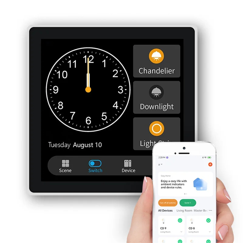Tuya T3E Panel Switch Touch Screen Smart Control Panel Switch,White. 
