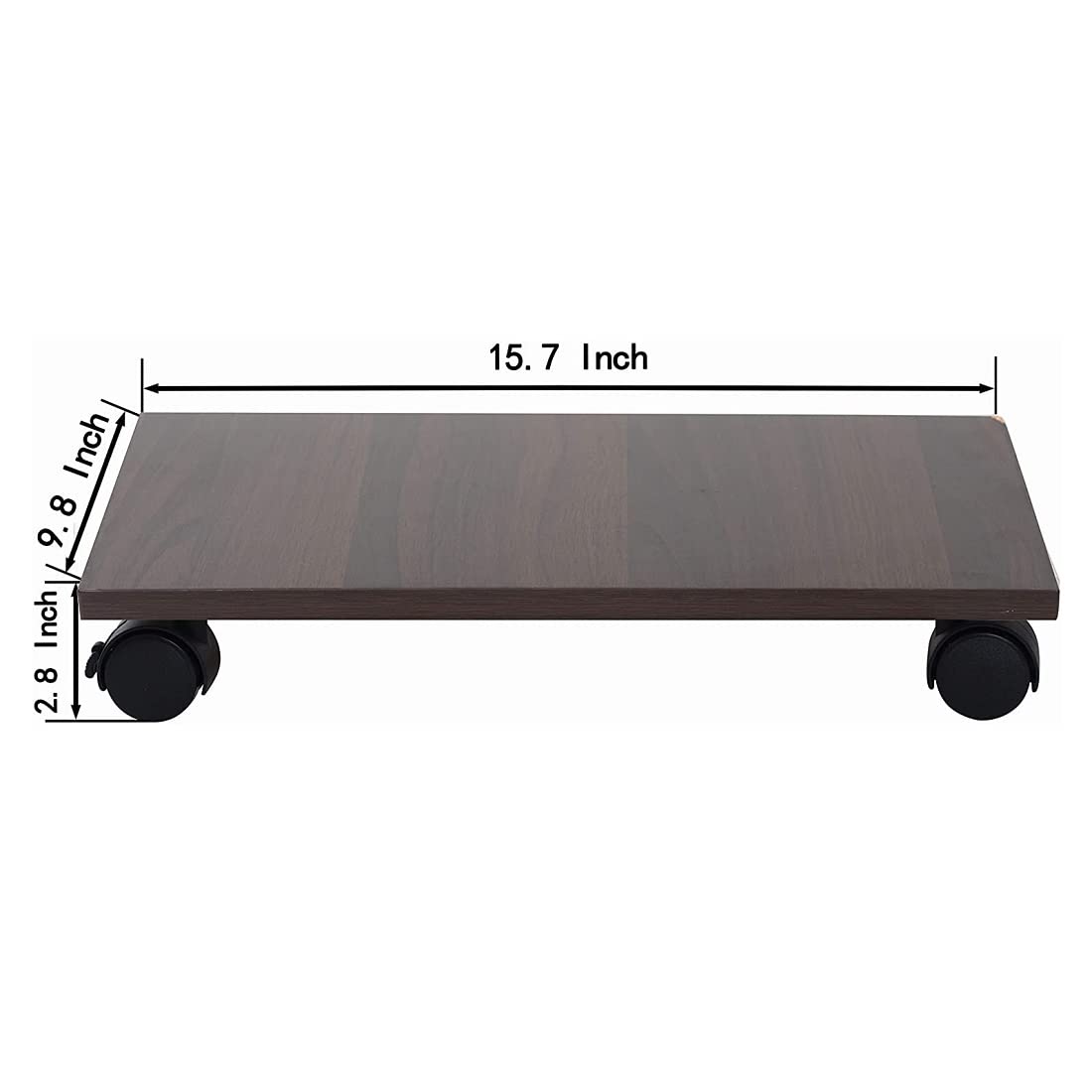 Heavy Duty Wooden CPU Trolley Computer Desktop Tower Stand with Locking Wheels,Multicolo. 