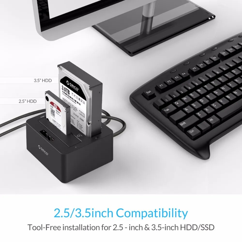 ORICO SATA to USB 3.0 Multi Hard Drive Docking Station with Offline Clone 2 Bay HDD Docking Station for 2.5/3.5 inch HDD SSD. 