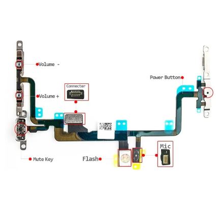 iPhone 7 Plus Power Volume Button Control Switch On/Off + Flash Light + Mic + Mute Connector Flex Cable. 