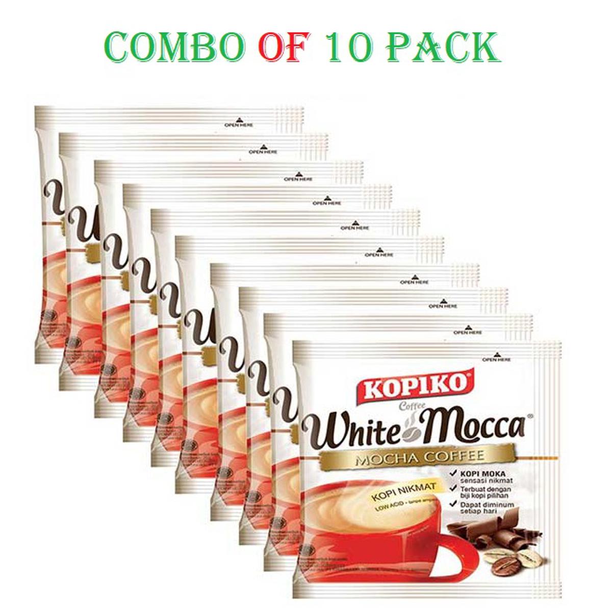 KOPIKO 3 in 1 White Mocca Coffee 20gm - Combo of 10 Pack