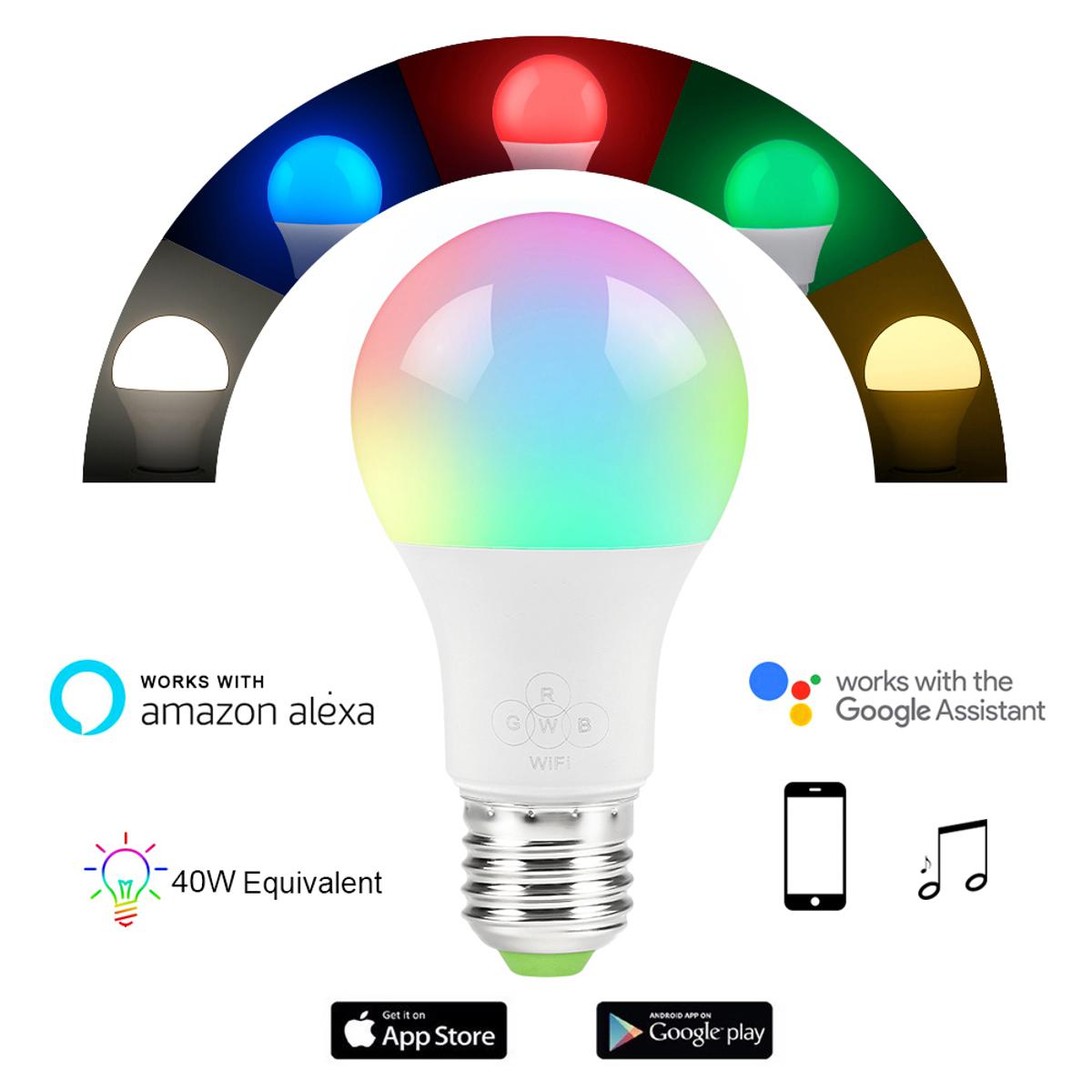 Sunrise Wake-Up Wifi Smart Lights Bulb,Phone Control Color Tunable Soft,Cool White,RGB Led Light Bulb 4.5W