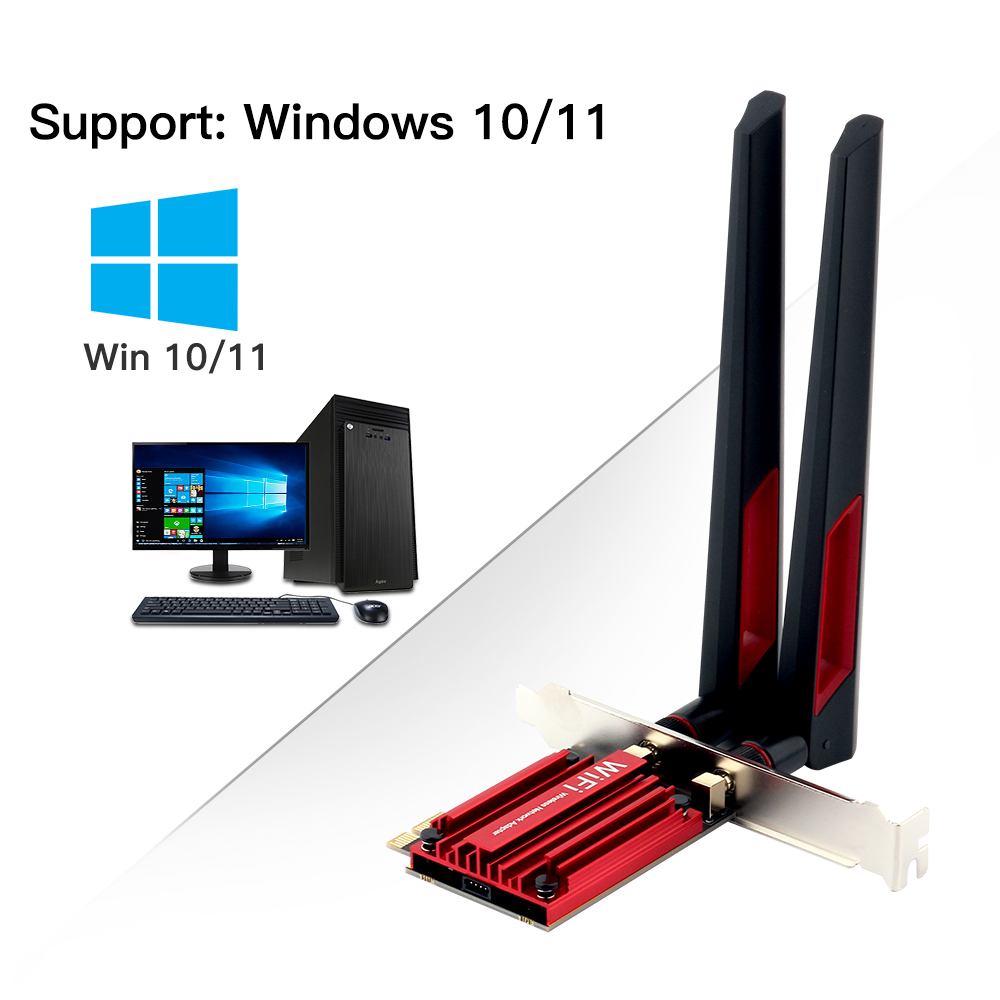 3000Mbps WiFi6E AX210 Bluetooth 5.3 Dual Band 2.4G/5GHz/6GHz WiFi Card 802.11AX/AC PCI Express Wireless Network Card Adapter PC. 