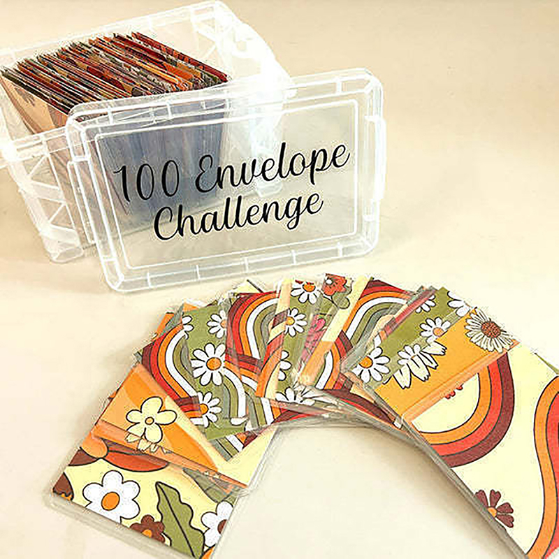 100 Envelope Challenge Box Set, Easy And Fun Way To Save $10,000 Money, Envelopes Money Saving Challenge, Savings Challenges Demoo. 