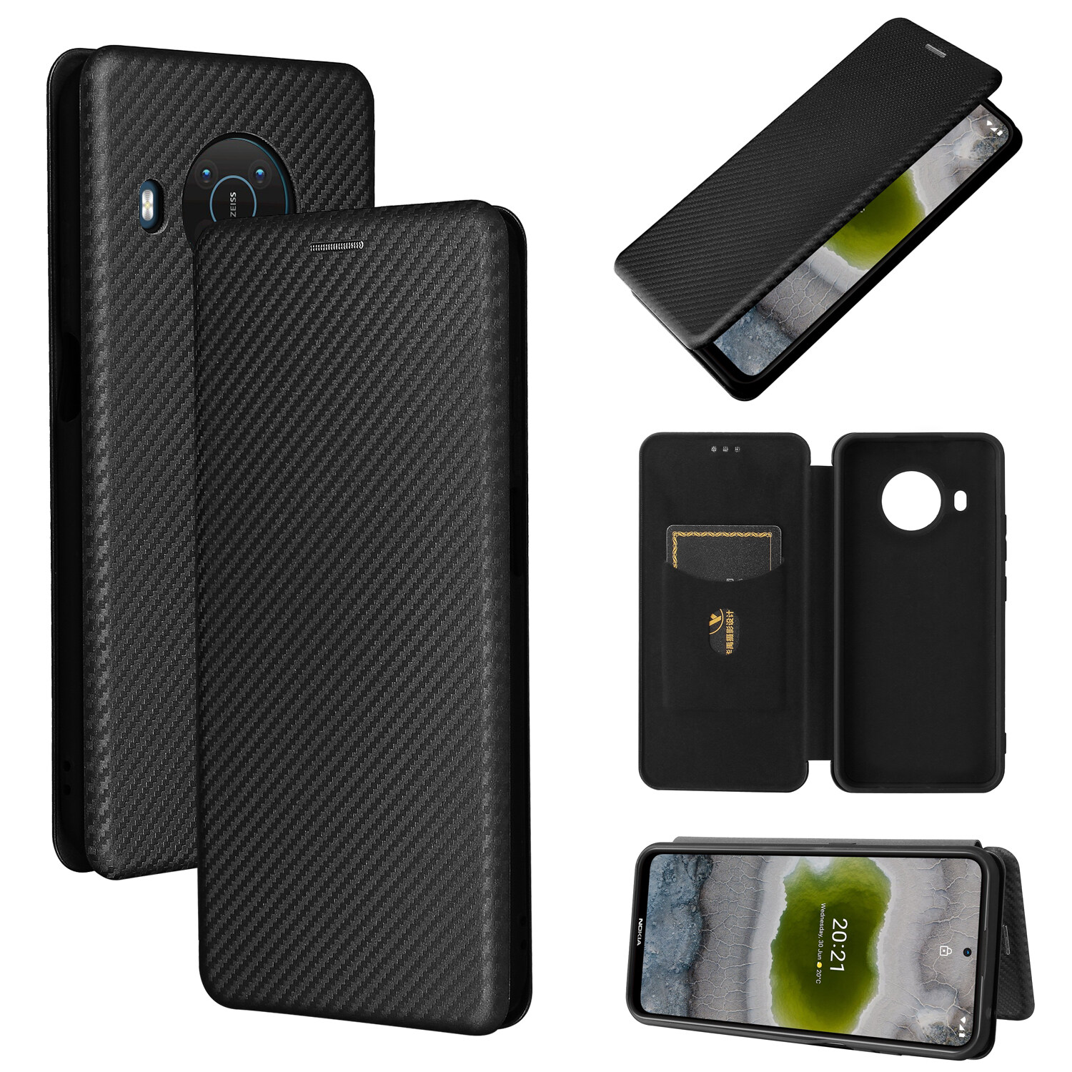 xprmy for Nokia X10 / Nokia X20 case carbon Fiber Magnetic Flip Wallet ShockProof Phone Case