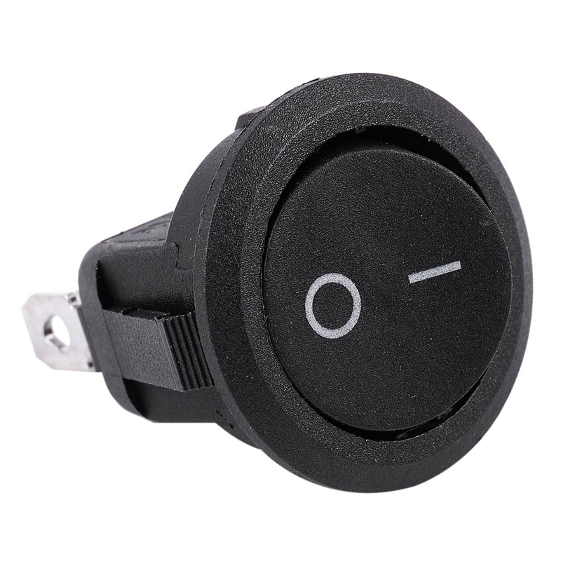 25Pcs SPST Black Button On/Off Round Rocker Switch AC 6A/250V 10A/125V. 