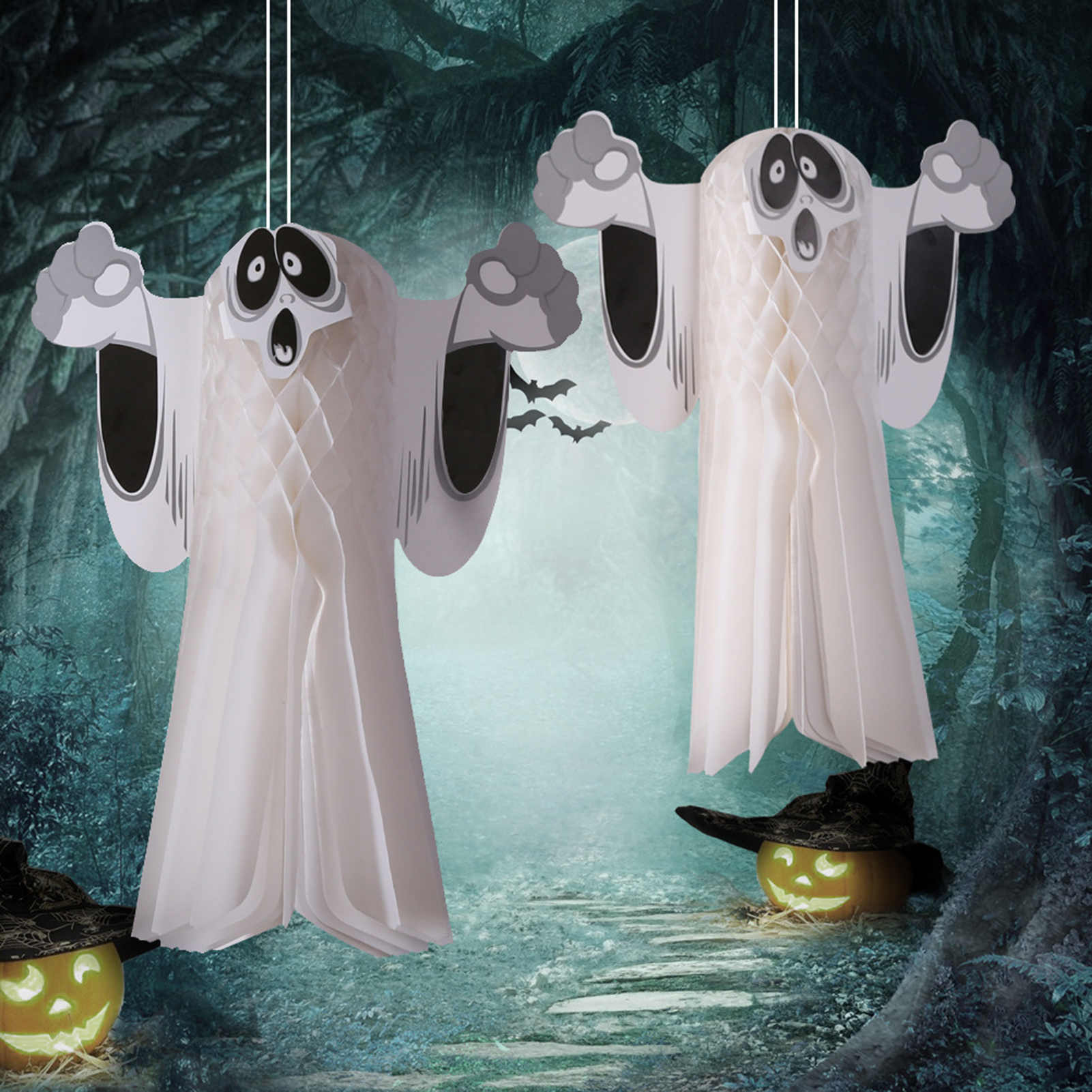 Paper Ghost Lantern Folding Ghost Festival Paper Lantern Ghost Windsock. 
