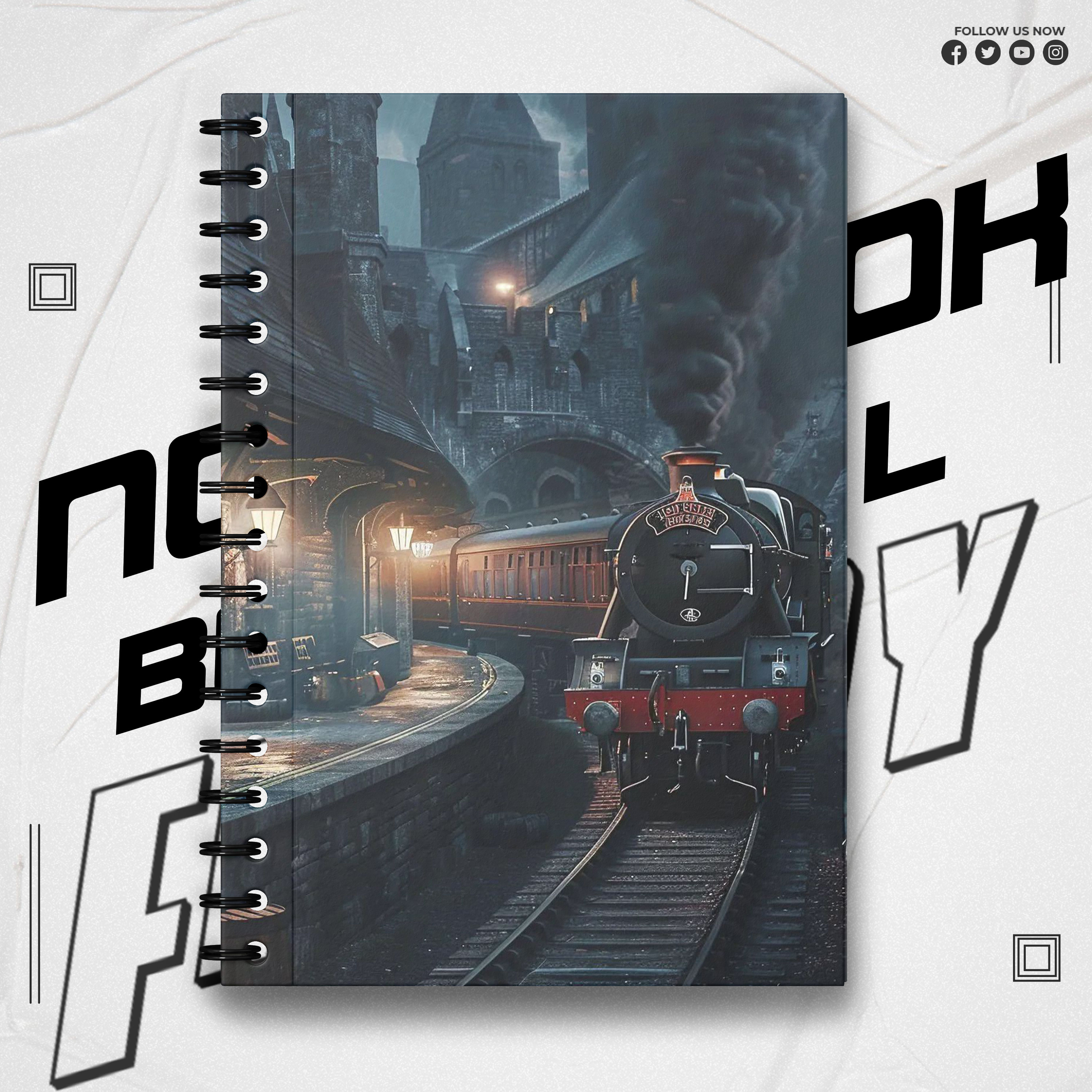 Notebook 90s Train Theme Design Writing Journal Pad K757