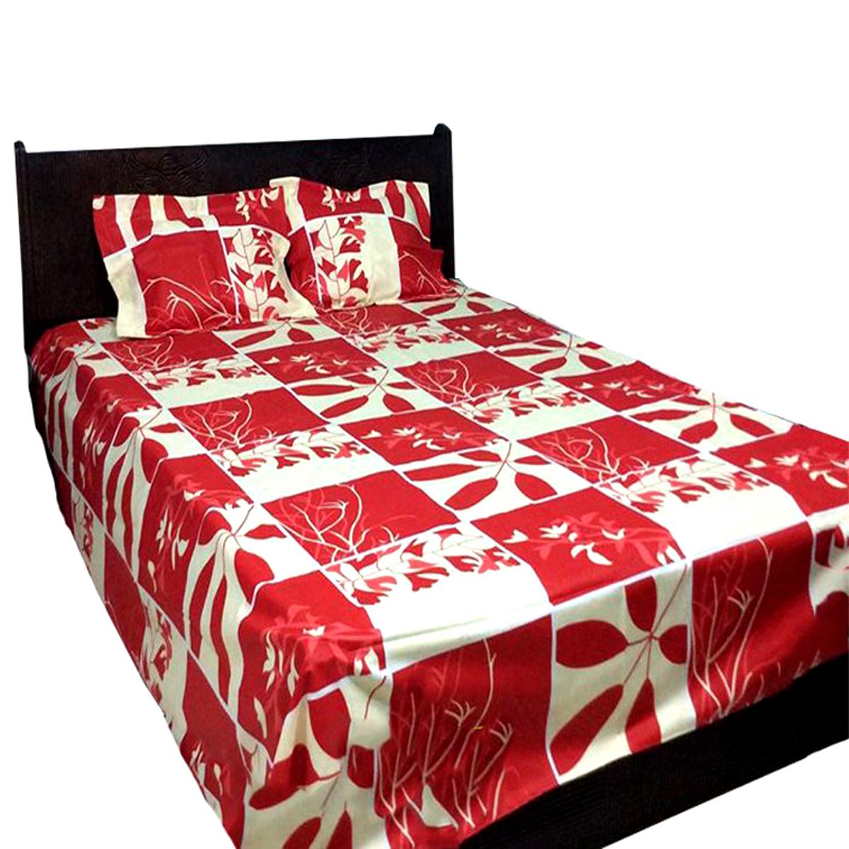 Cotton Fabric Multicolor Print Double King Size Bedsheet Set (7.5 by 8.5 Feet) with Two Pillow Covers - Chic Bed Sheet - Easy Maintanance