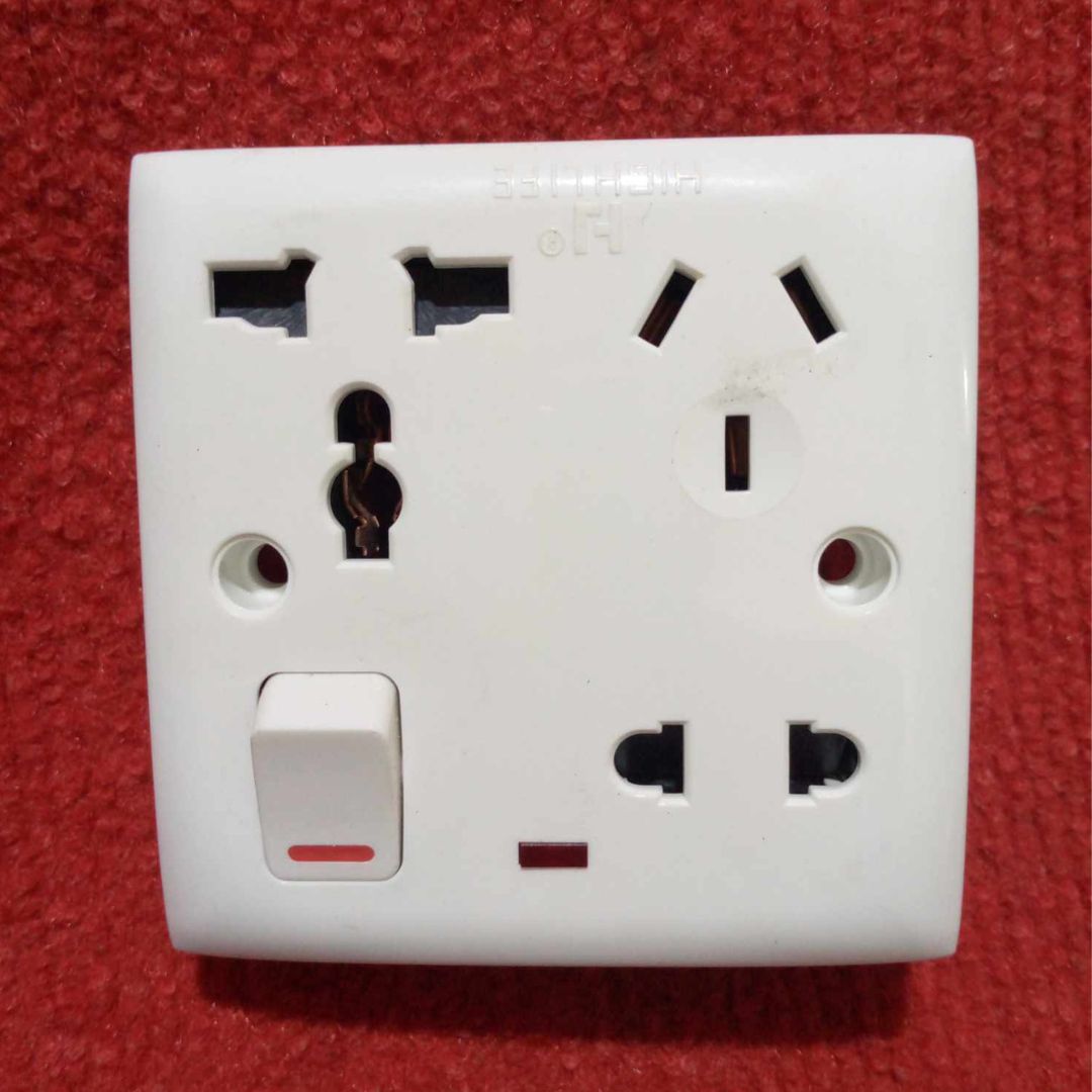 THIN PIN 8 Pin Combined Switch Board Power Switch 3Pin 2Pin Combined Socket 250V 16A 8 Pin Combined Socket  Wall Socket Gang Switch  Socket For IPS UPS Stabilizer Computer. 