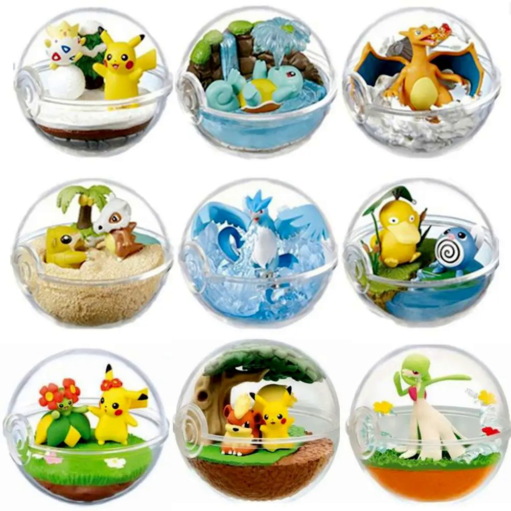 1 Pcs Cute Crystal Pokeball Pokemon Action Figures PVC Model Eevee Articuno Gengar Mewtwo Rowlet Statue Collection Kid Gift Toy Dislikelike