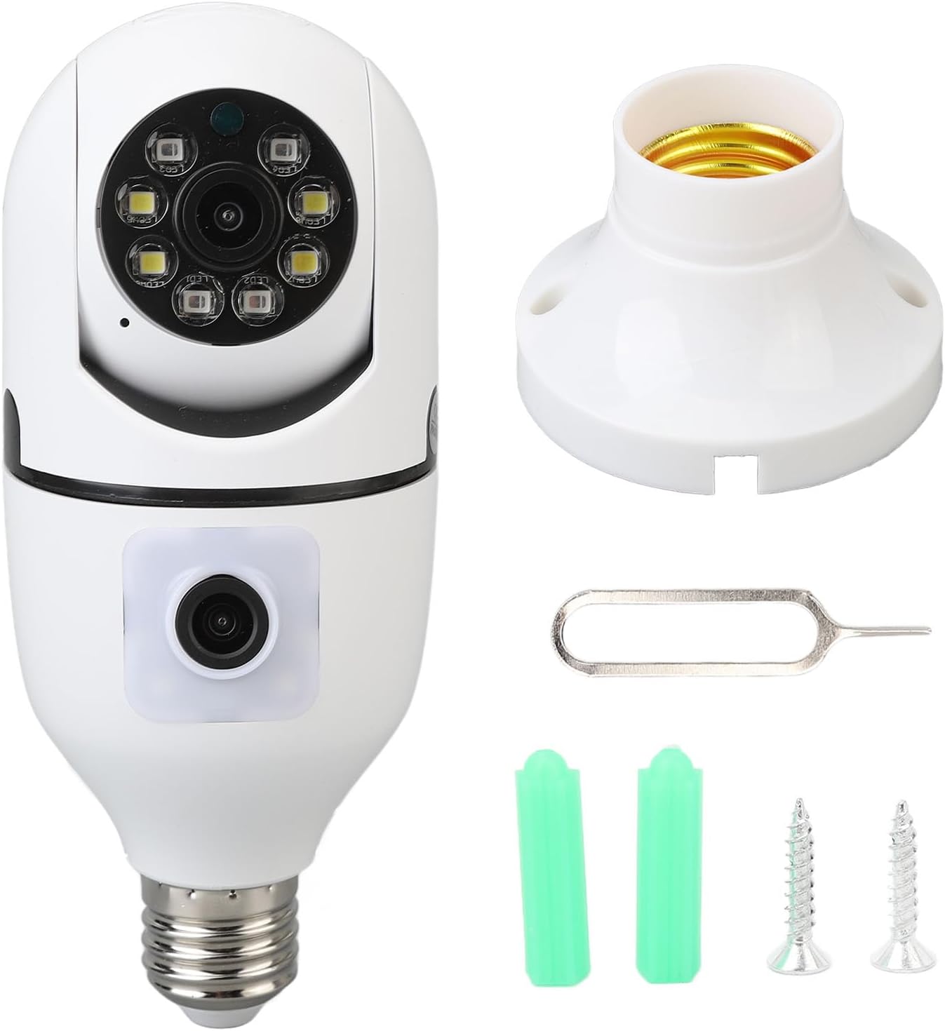 SUPER CLEAR VIDEO V380 Pro Dual Lens Dual Screen E27 Bulb Camera Two Ways Audio Color Night Vision Smart Home Security Wireless WIFI Indoor Camera. 