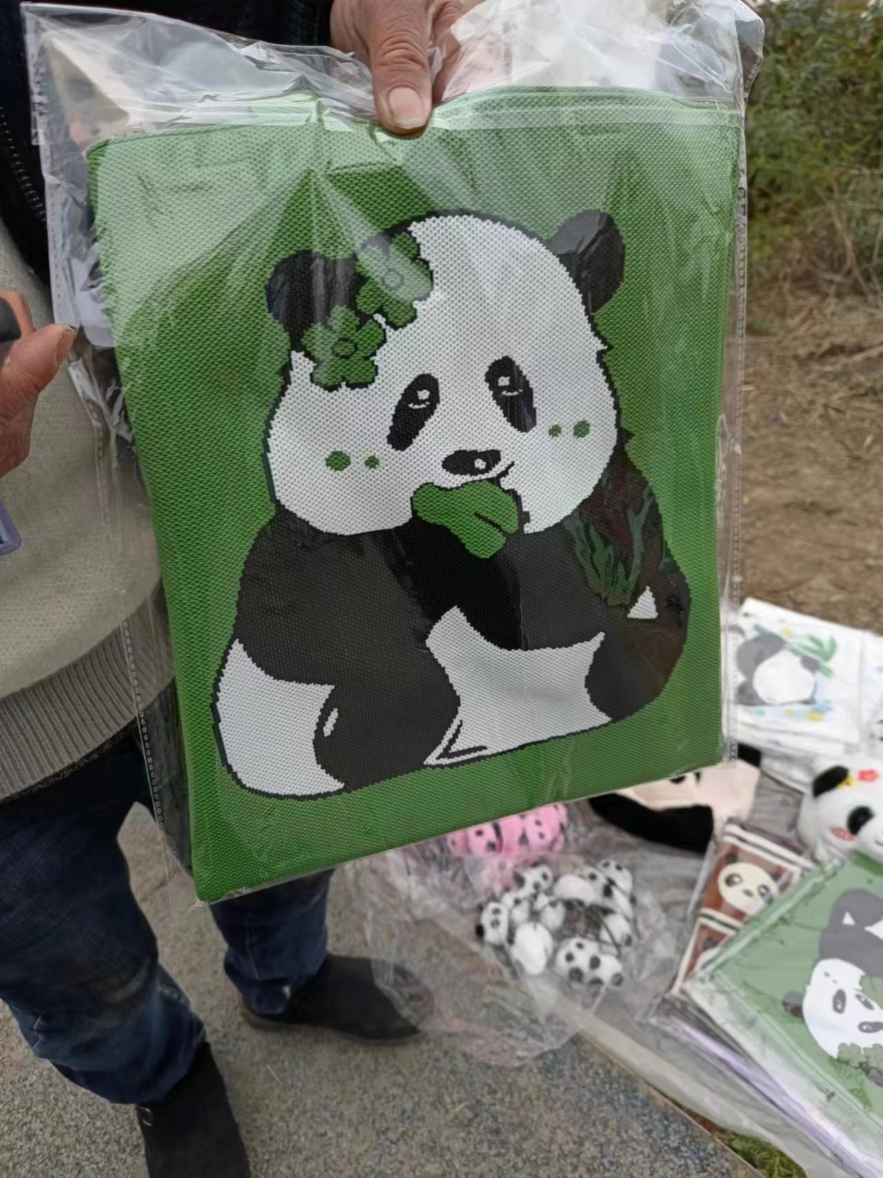 2023 back panda new product large and versatile student large-capacity quartle bag shoulder bag knitted bag hand bag. 